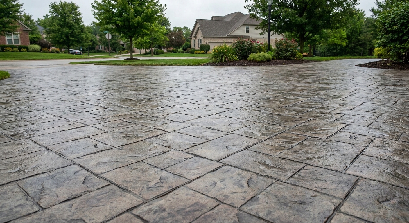 Stamped concrete seamless stone design in Waterford